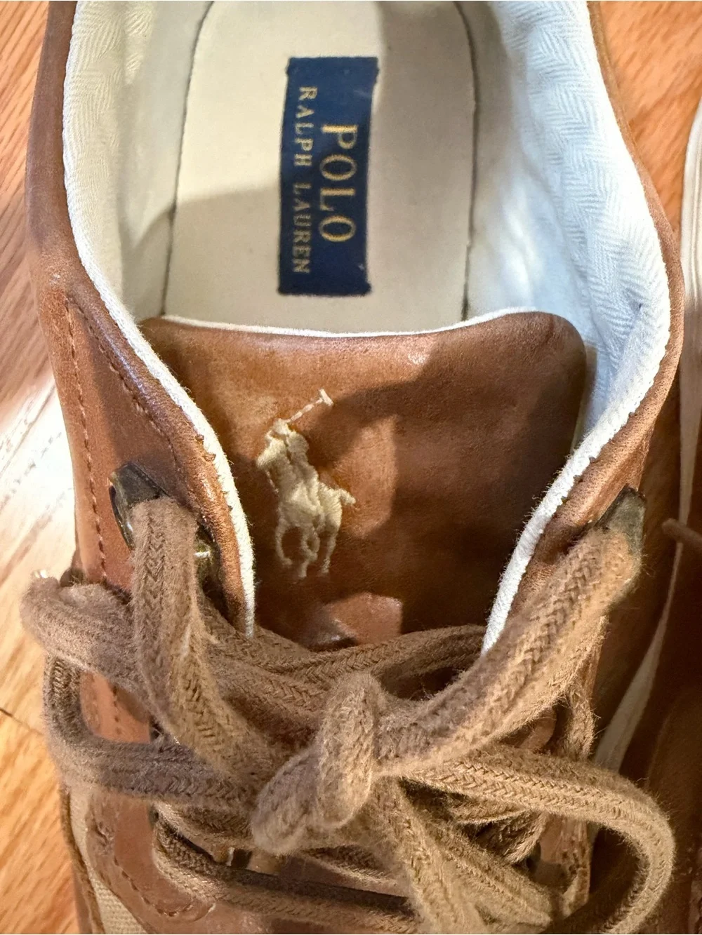 Polo Ralph Lauren Ramiro Brown Leather & Canvas Boat Shoes Size 12D